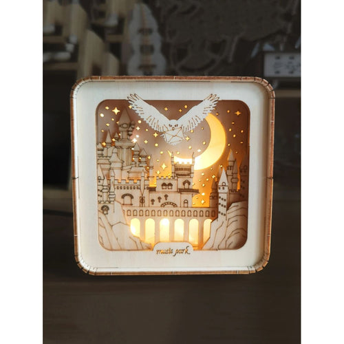3D Wooden Castle Puzzle Night Light