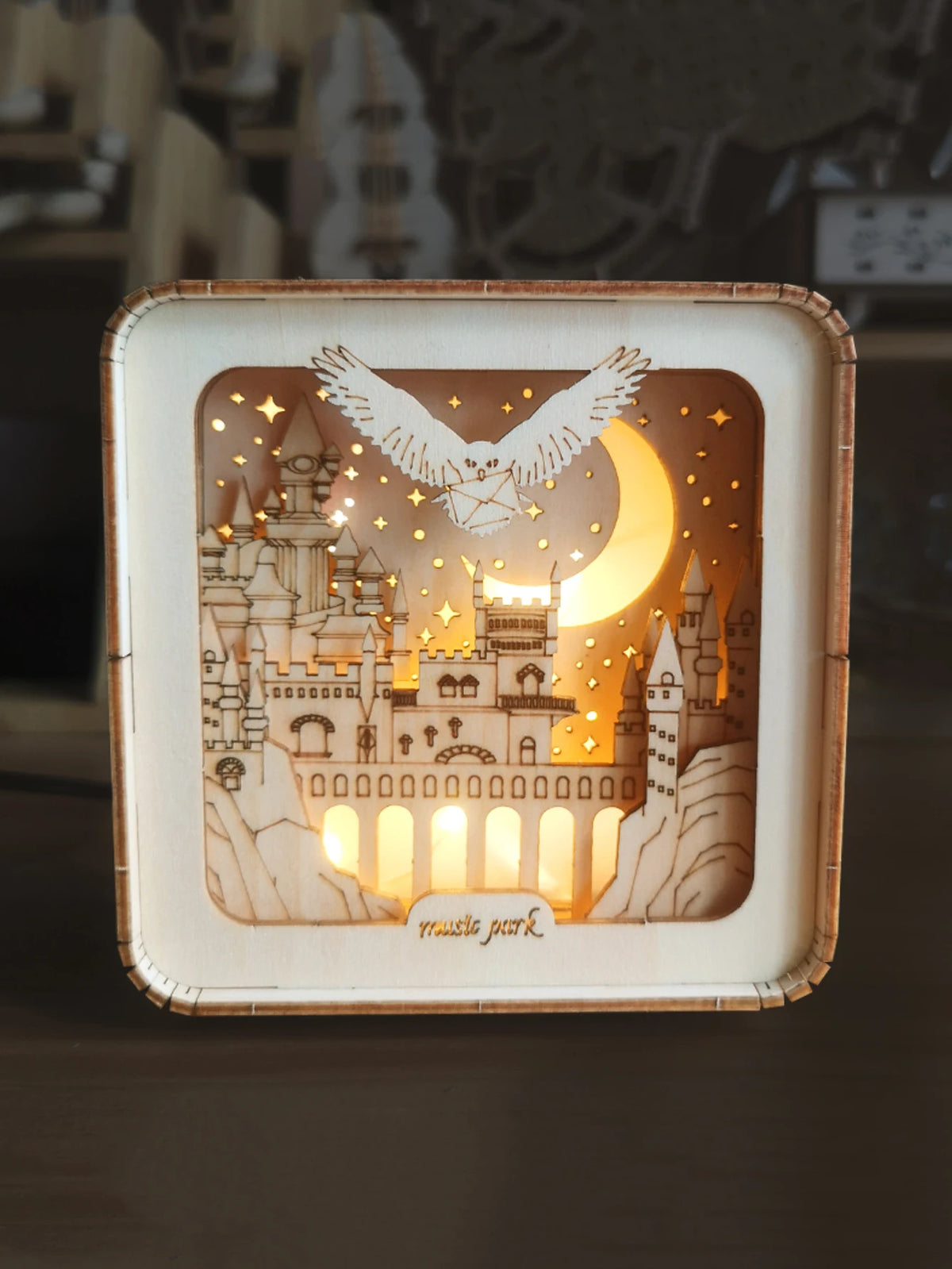 3D Wooden Castle Puzzle Night Light
