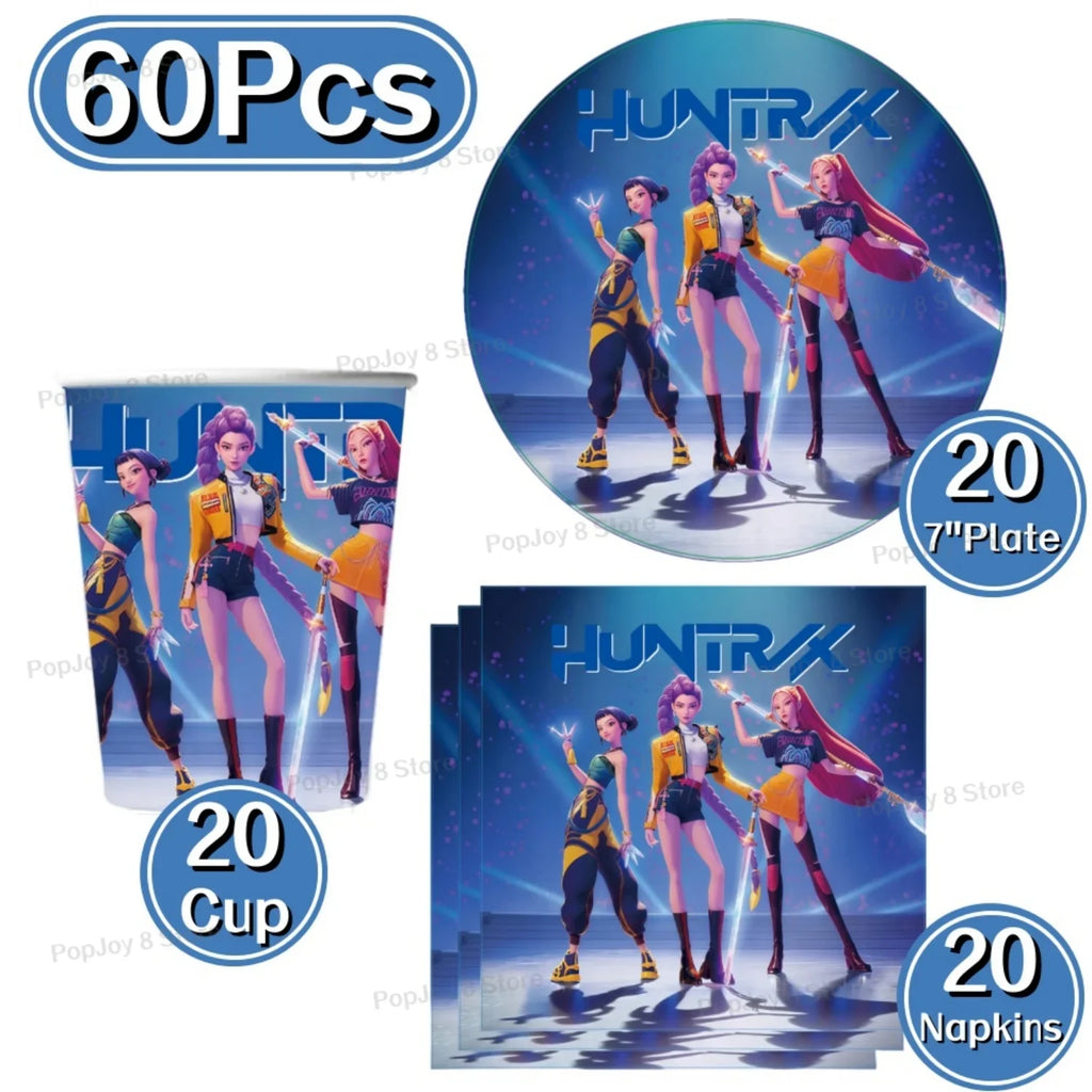 K-Pop Girl Party Tableware Set – 60 Pieces - product view 2