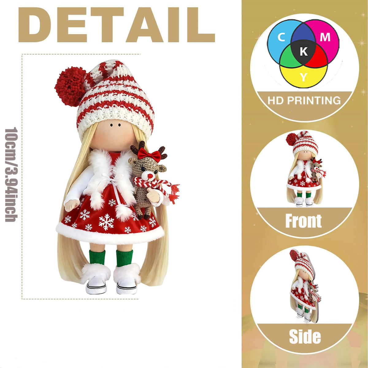 Wooden Christmas Doll Ornaments – 12 Pack