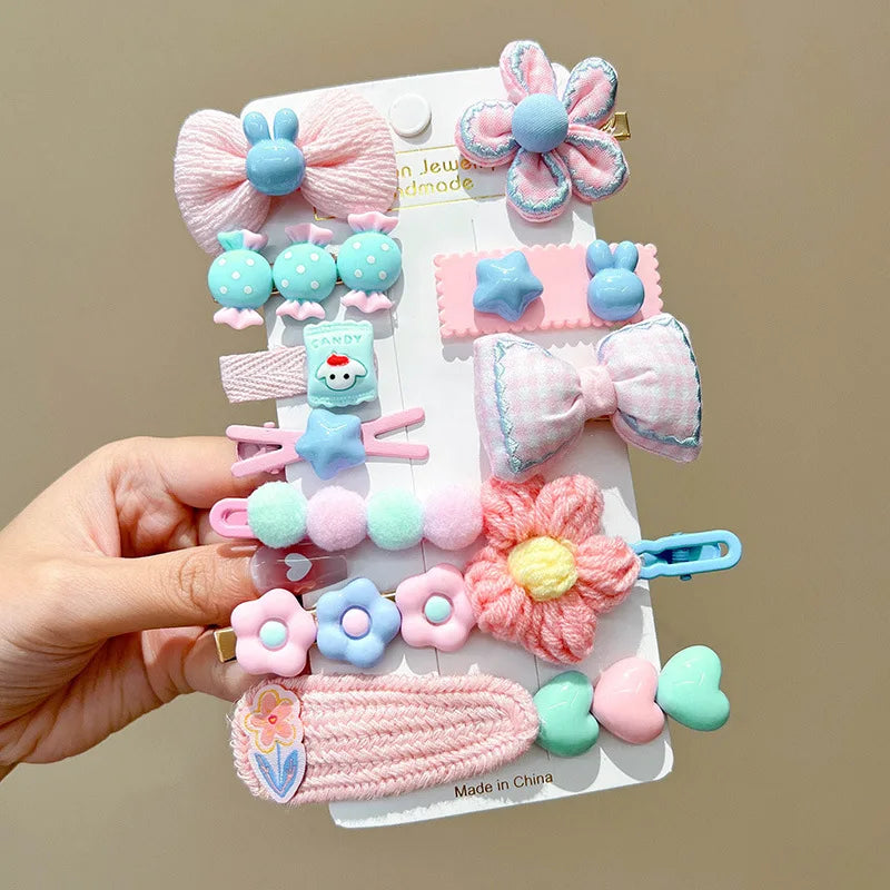 Candy Colour Bow & Flower Hair Clip Set