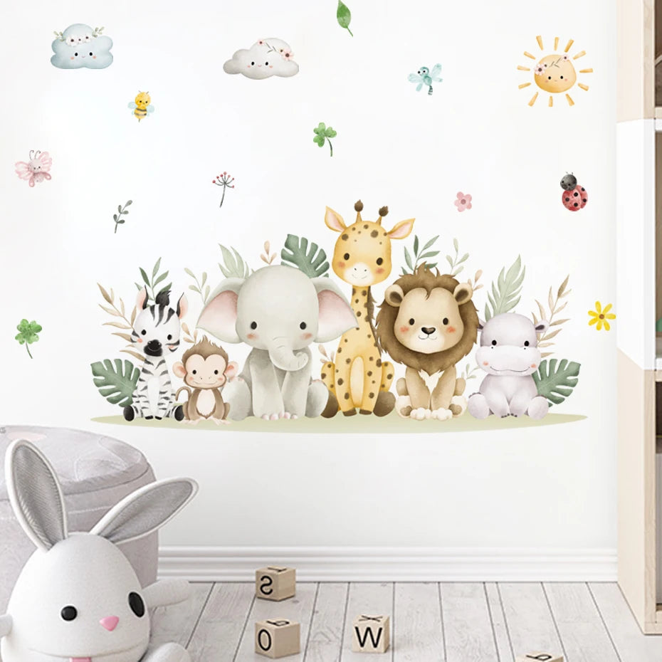 Watercolour Safari Animal Wall Decals
