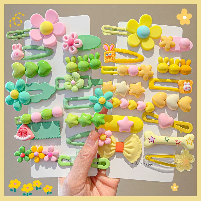 Candy Colour Bow & Flower Hair Clip Set