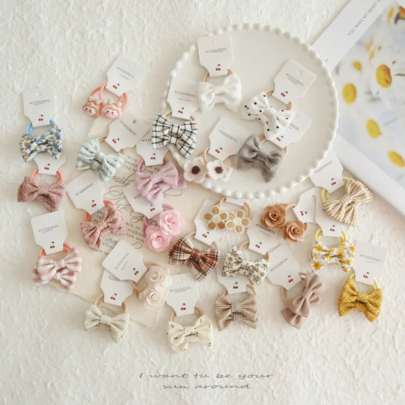 Cotton Bow Elastic Hair Ties