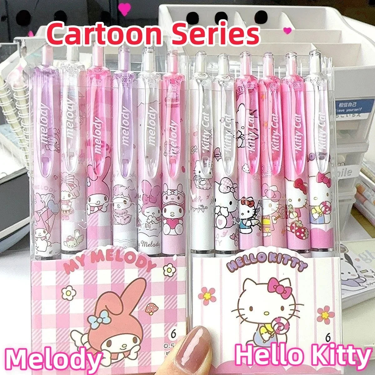 Hello Kitty & My Melody Gel Pen Set – 6 Pack