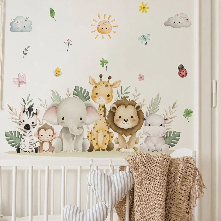 Watercolour Safari Animal Wall Decals