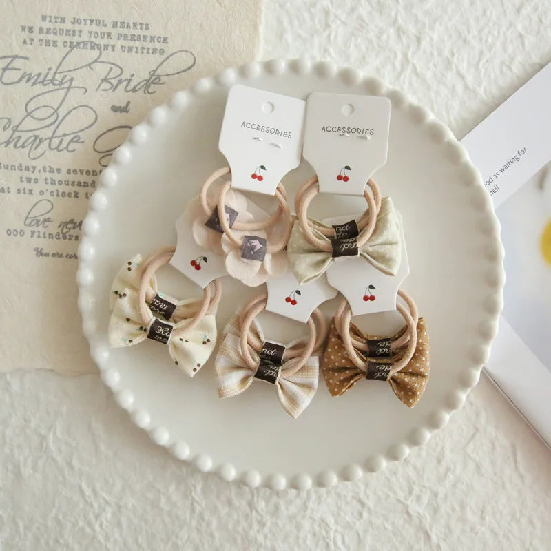 Cotton Bow Elastic Hair Ties