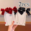 Pearl Chain Bow Hair Clip