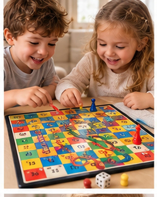 Classic Snakes & Ladders Family Game in a realistic play setting