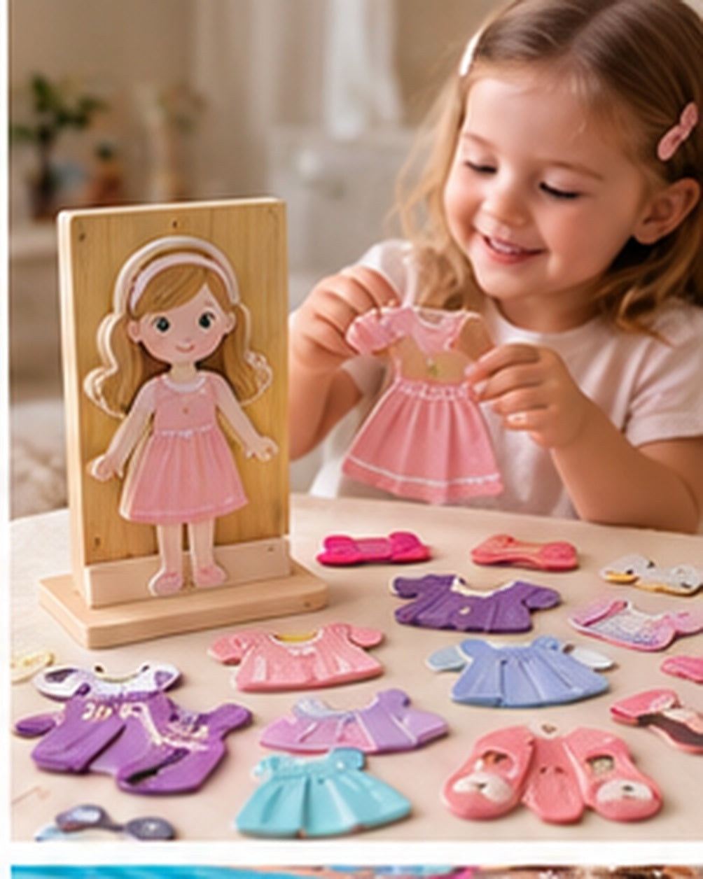 Magnetic Dress-Up Doll Set in a realistic play setting