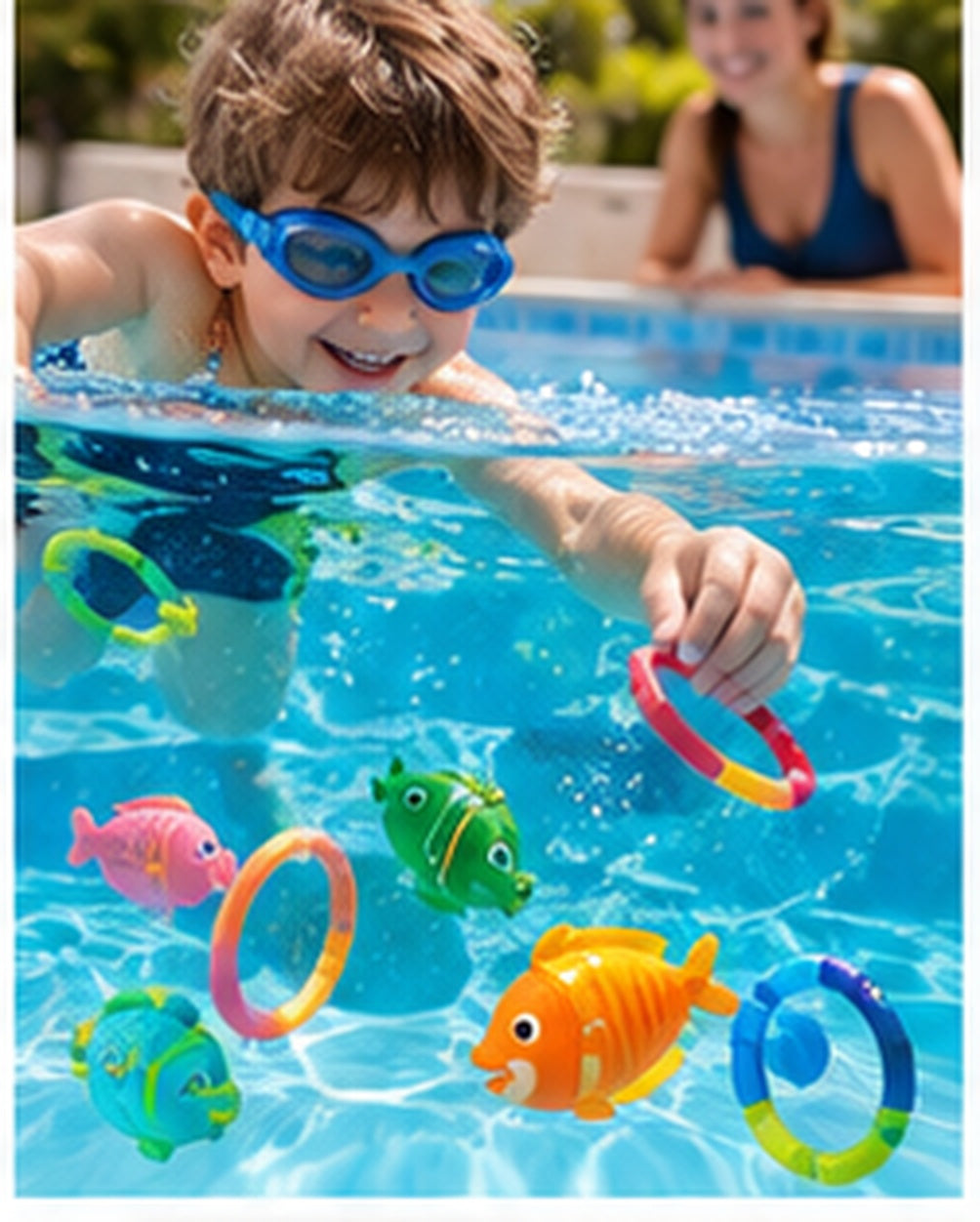 Pool Treasure Dive Toy Set in a realistic play setting