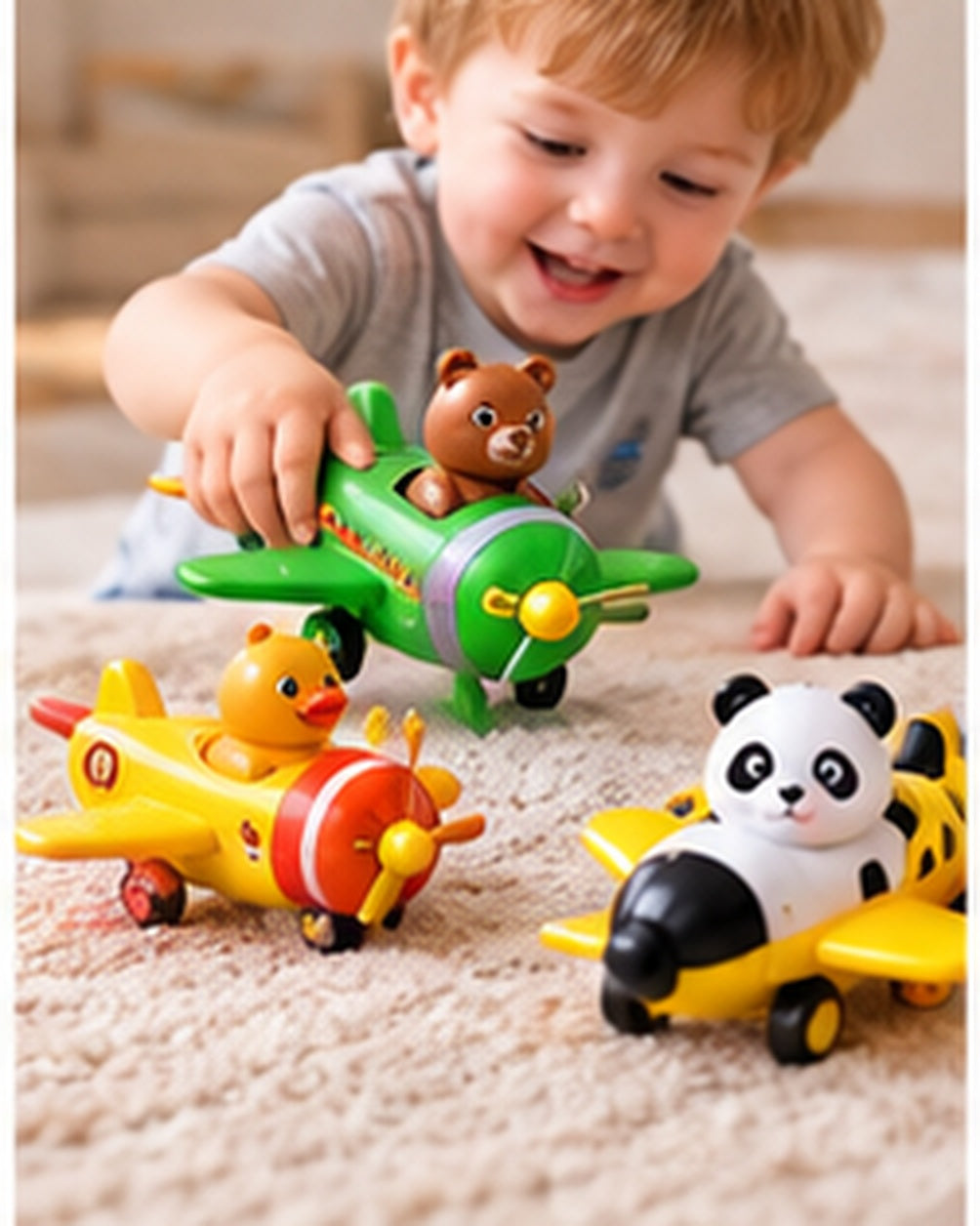 Press & Go Animal Aircraft Toy in a realistic play setting