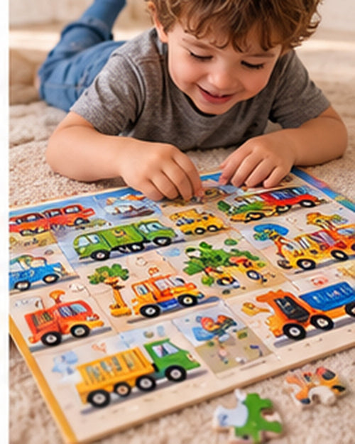 60-Piece Wooden Jigsaw Puzzle in a realistic play setting